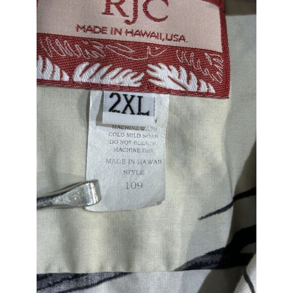 RJC Hawaiian Shirt 2XL Camp Palm Tree Sunset Print 100% Cotton Made In USA - Picture 6 of 10